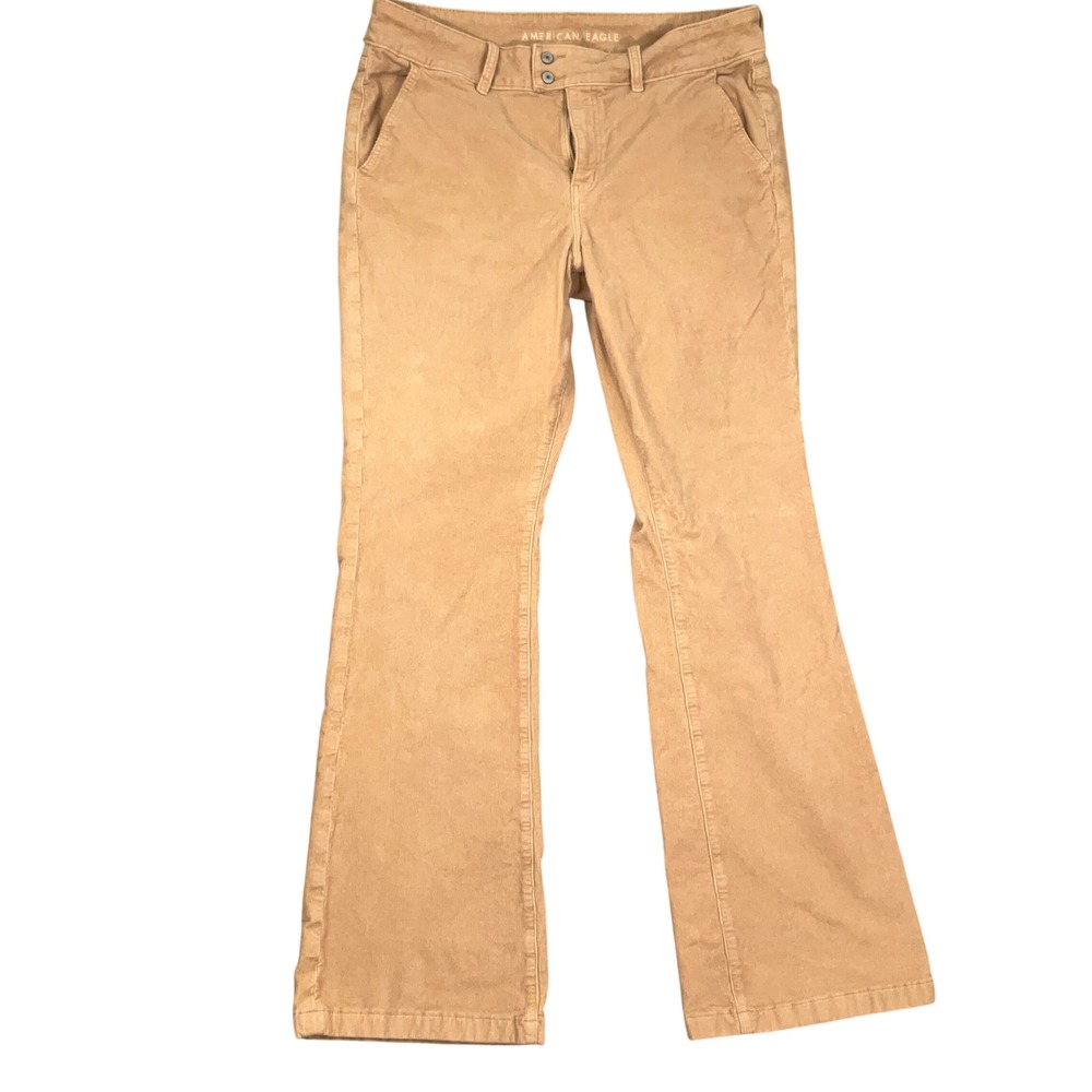 American Eagle Corduroy Pants Women 16L Tan Bootcut Retro Minimalist Stretch
